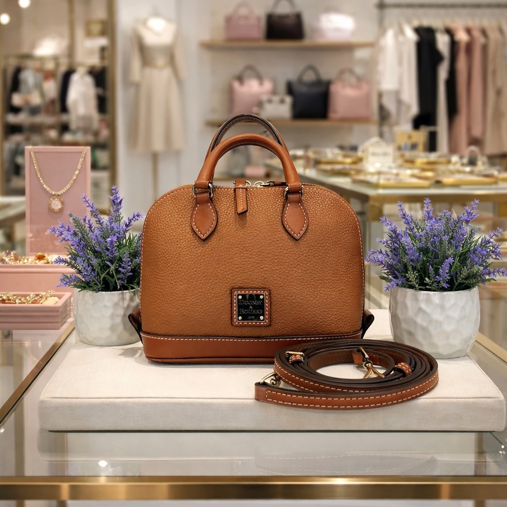 Dooney & Bourke Mini Bitsy Brown Caramel Satchel Crossbody‎ Bag